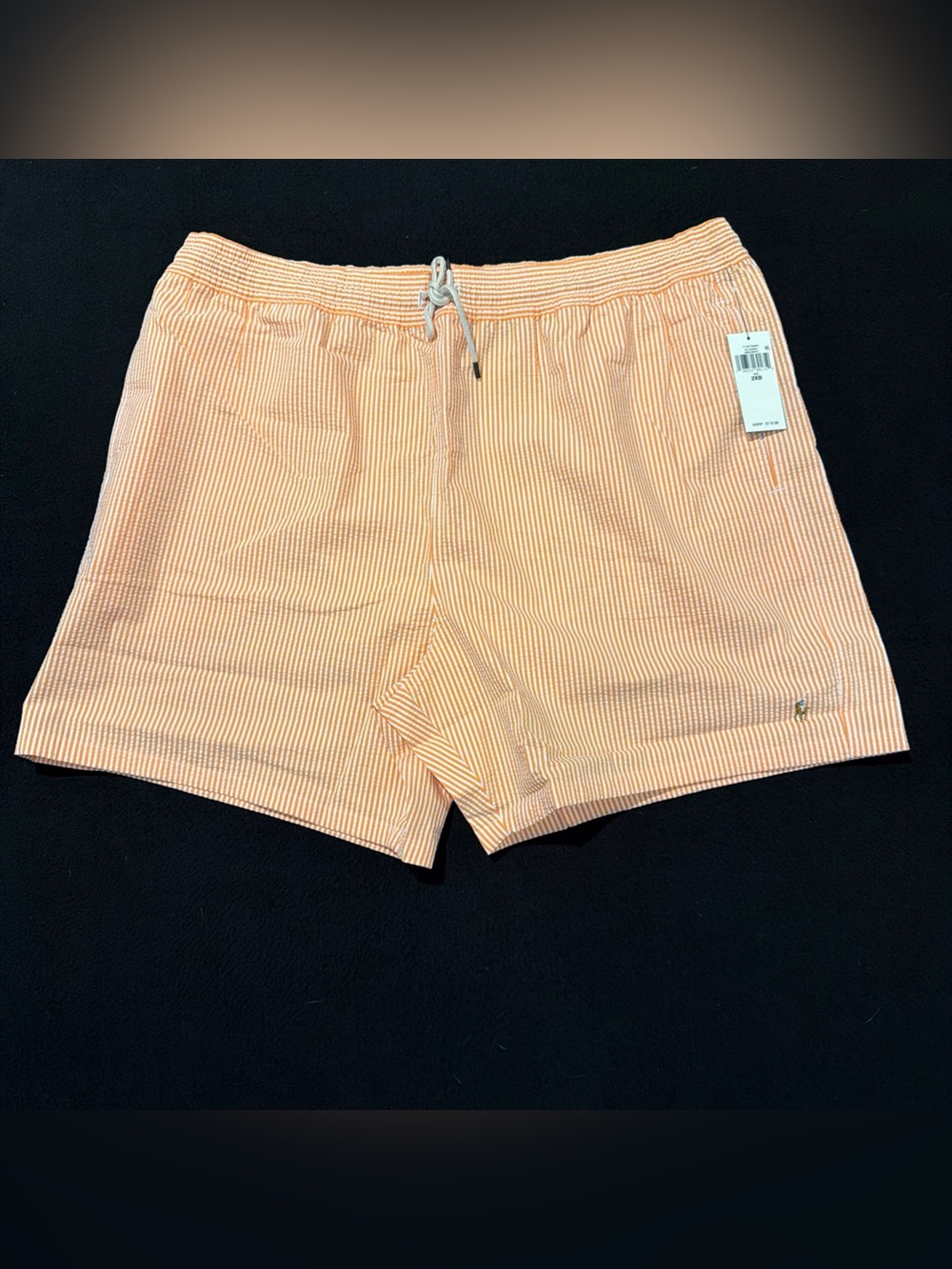 Polo Ralph Lauren Seersucker Swim Trunks Big & Tall Orange White 2XB NWT
